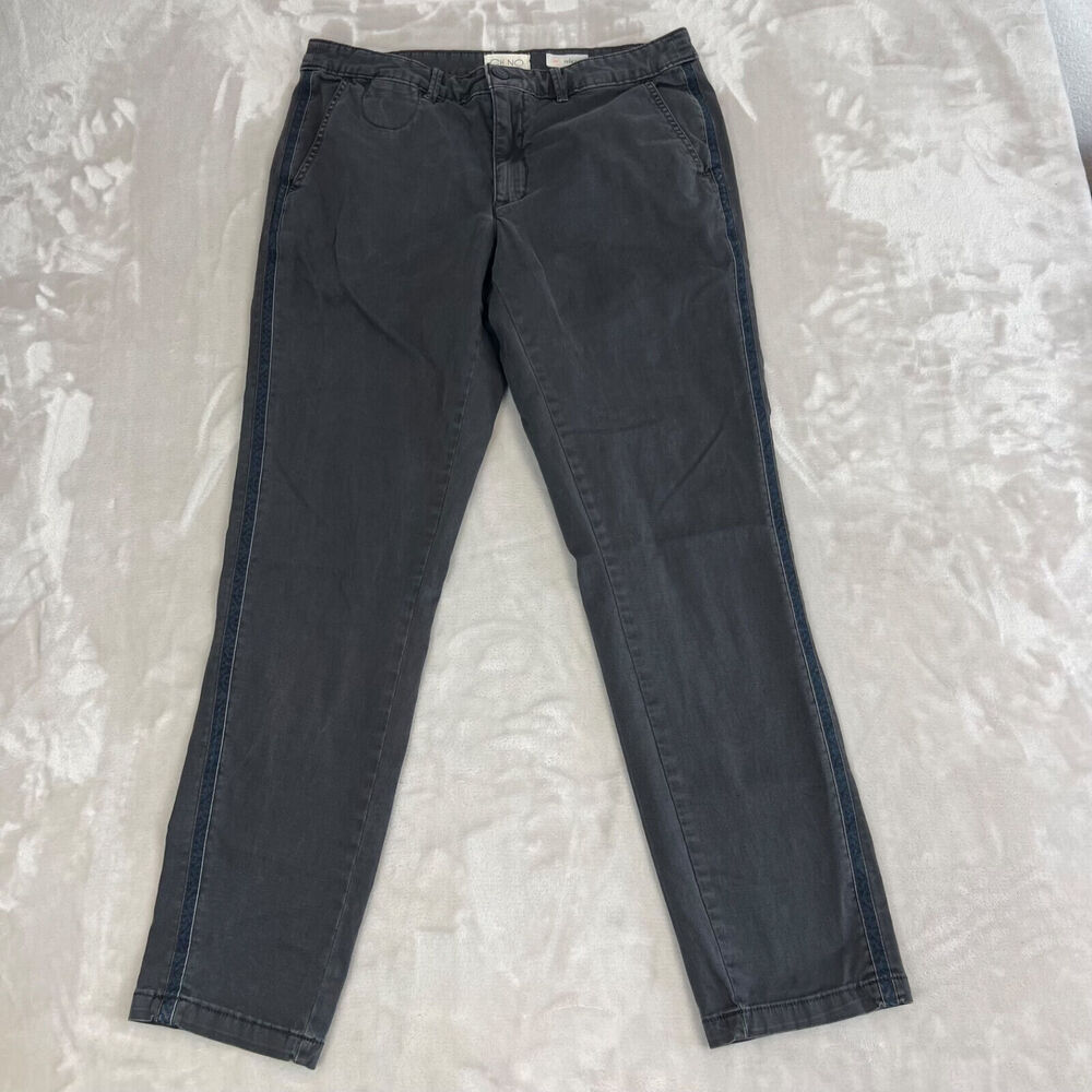 Anthropologie Pants Womens 30 Grey Relaxed Chino Striped‎ Side Preppy Casual
